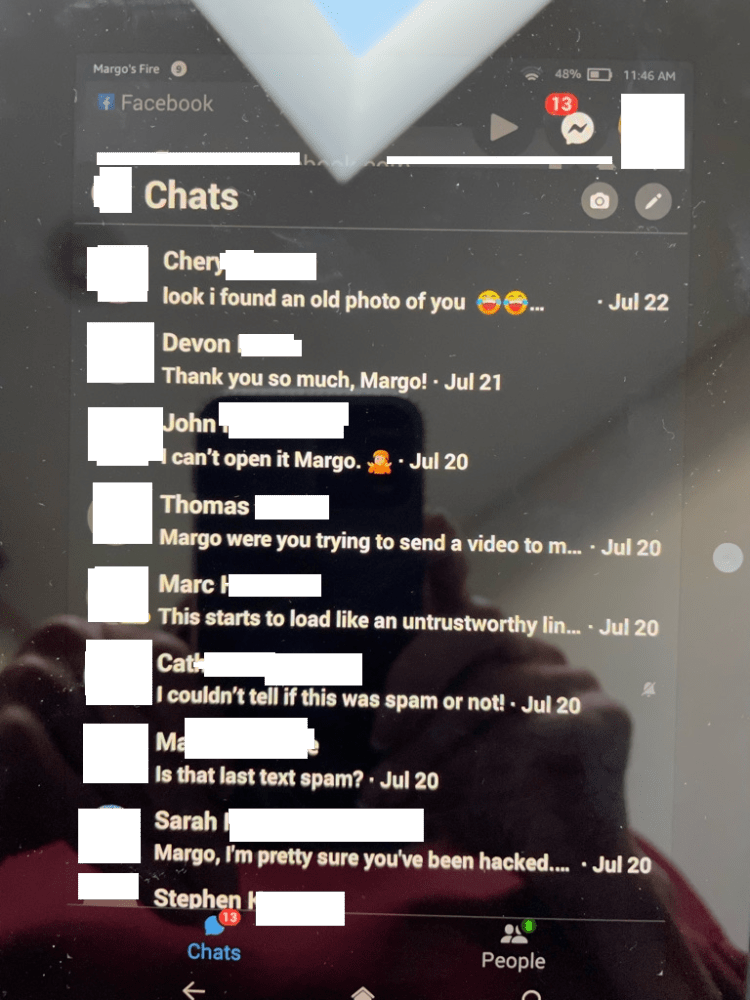 Screen showing friend’s reactions to what they think I sent them. (I didn’t.)